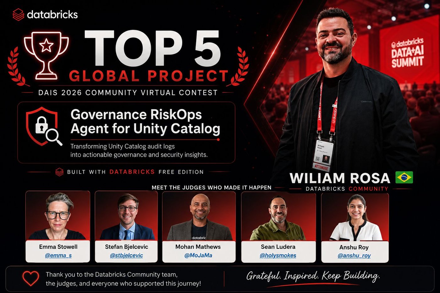 Top 5 Global Project - DAIS 2026 Community Virtual Contest - Governance RiskOps Agent for Unity Catalog
